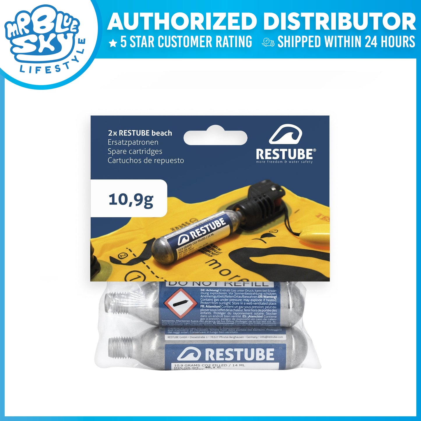 RESTUBE Beach Buoy Responder CO2 Cartridges (10,9g)