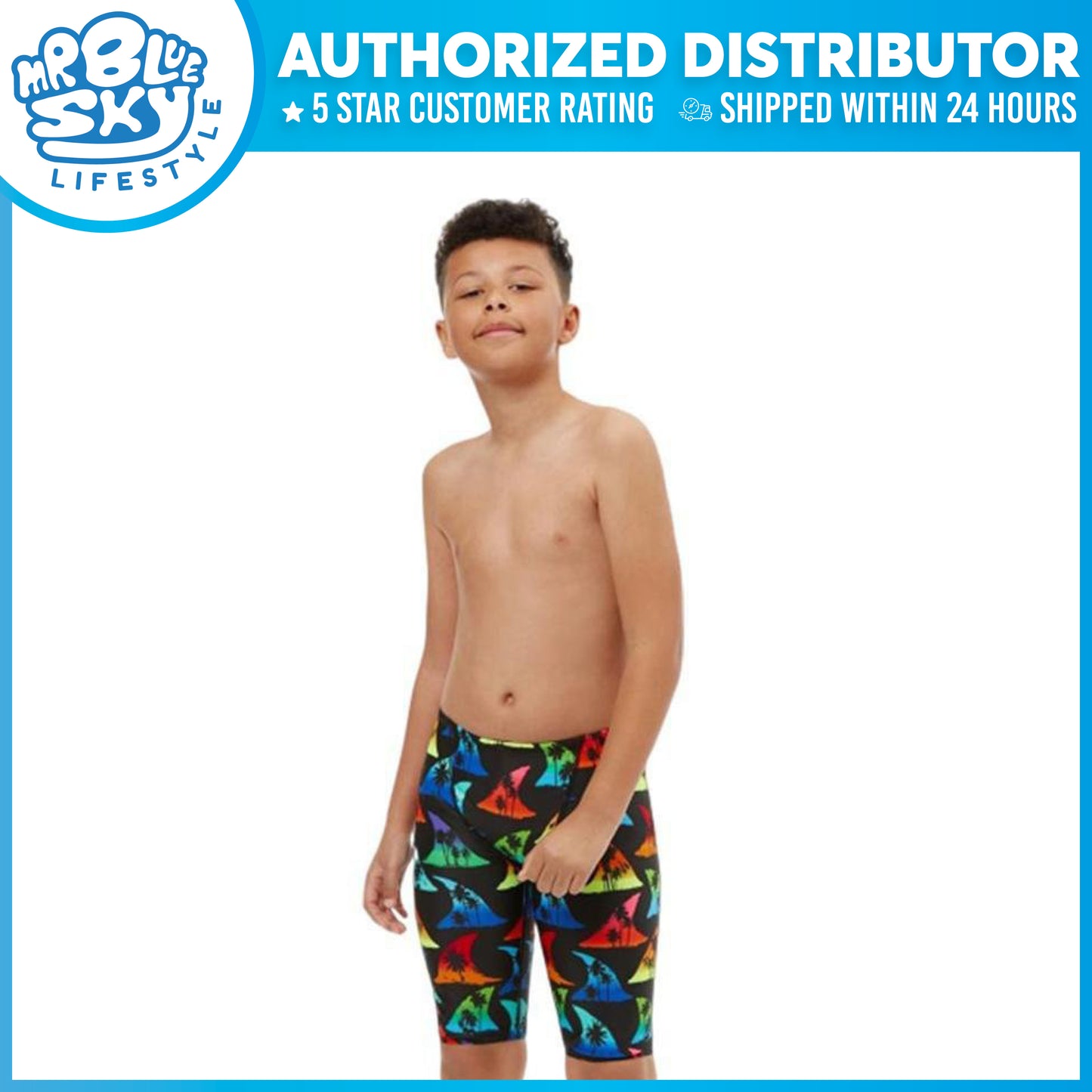 MARU (BK0081) SWIMMING JAMMER - Junior Shark Bait Pacer - Black/Multi