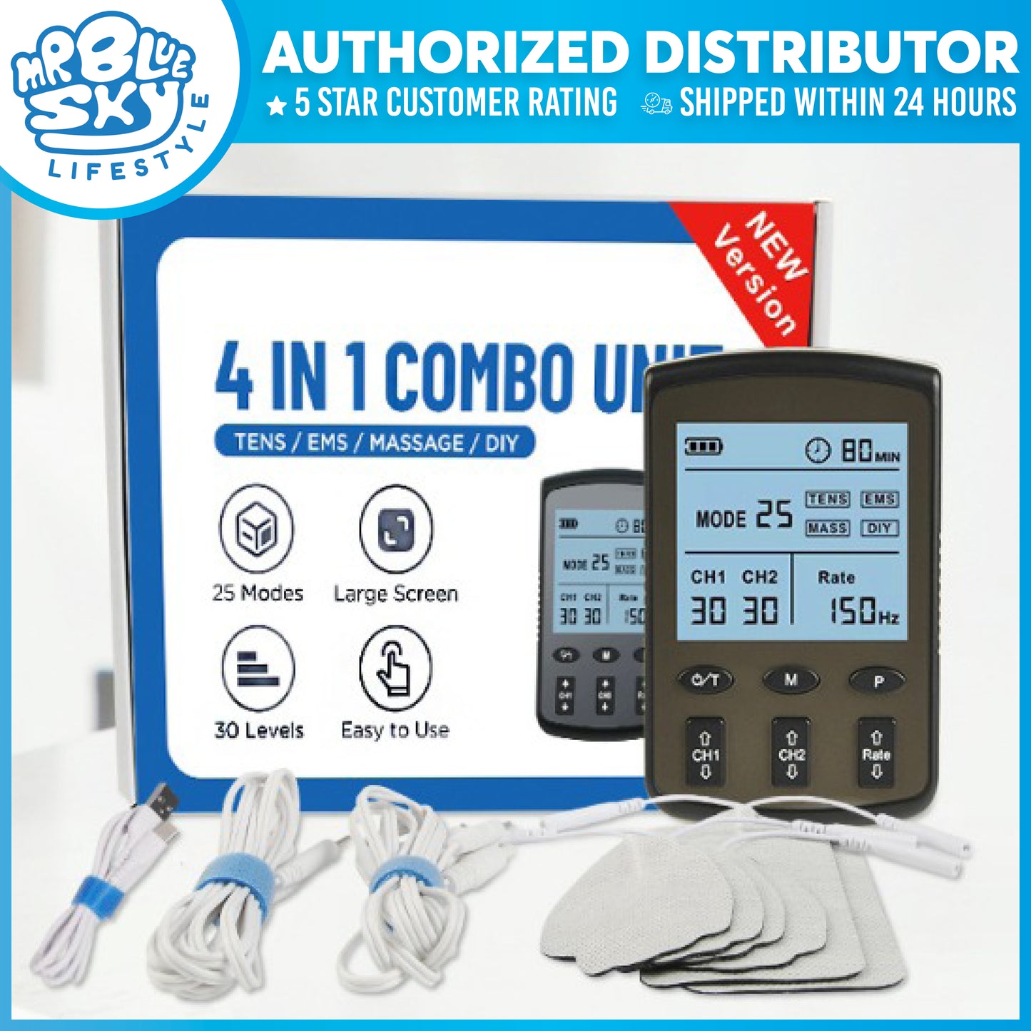 4 in 1 Electrotherapy Combo Unit TENS/EMS/DIY/MASSAGE
