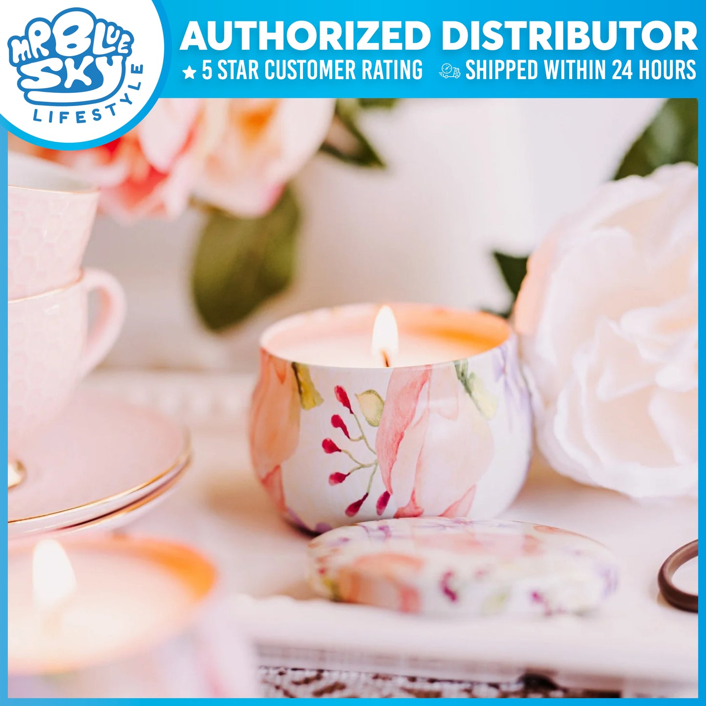 Handmade Scented Candle Smokeless - 4 PCS Christmas Holiday and Flowers Petals Floral Theme