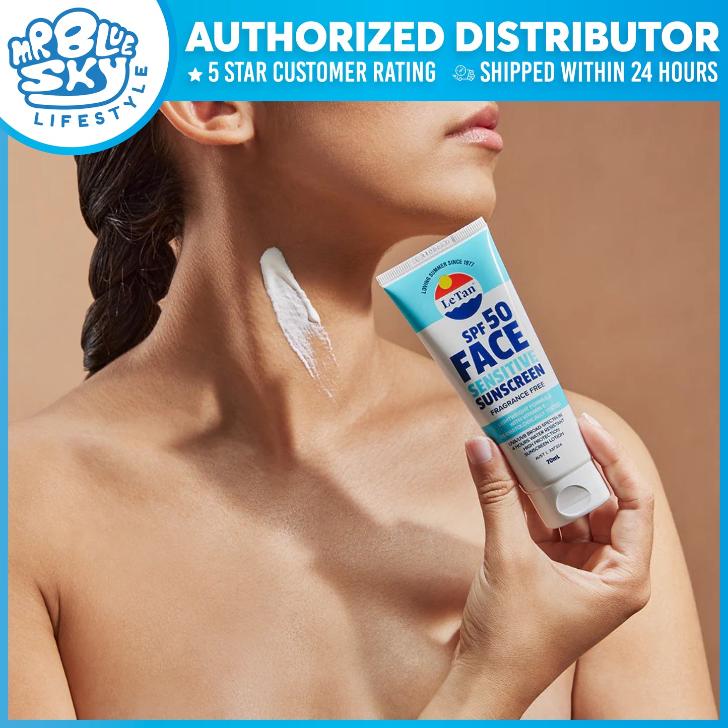 LE TAN (6279) Sunscreen Face Sensitive SPF50 (70ml)