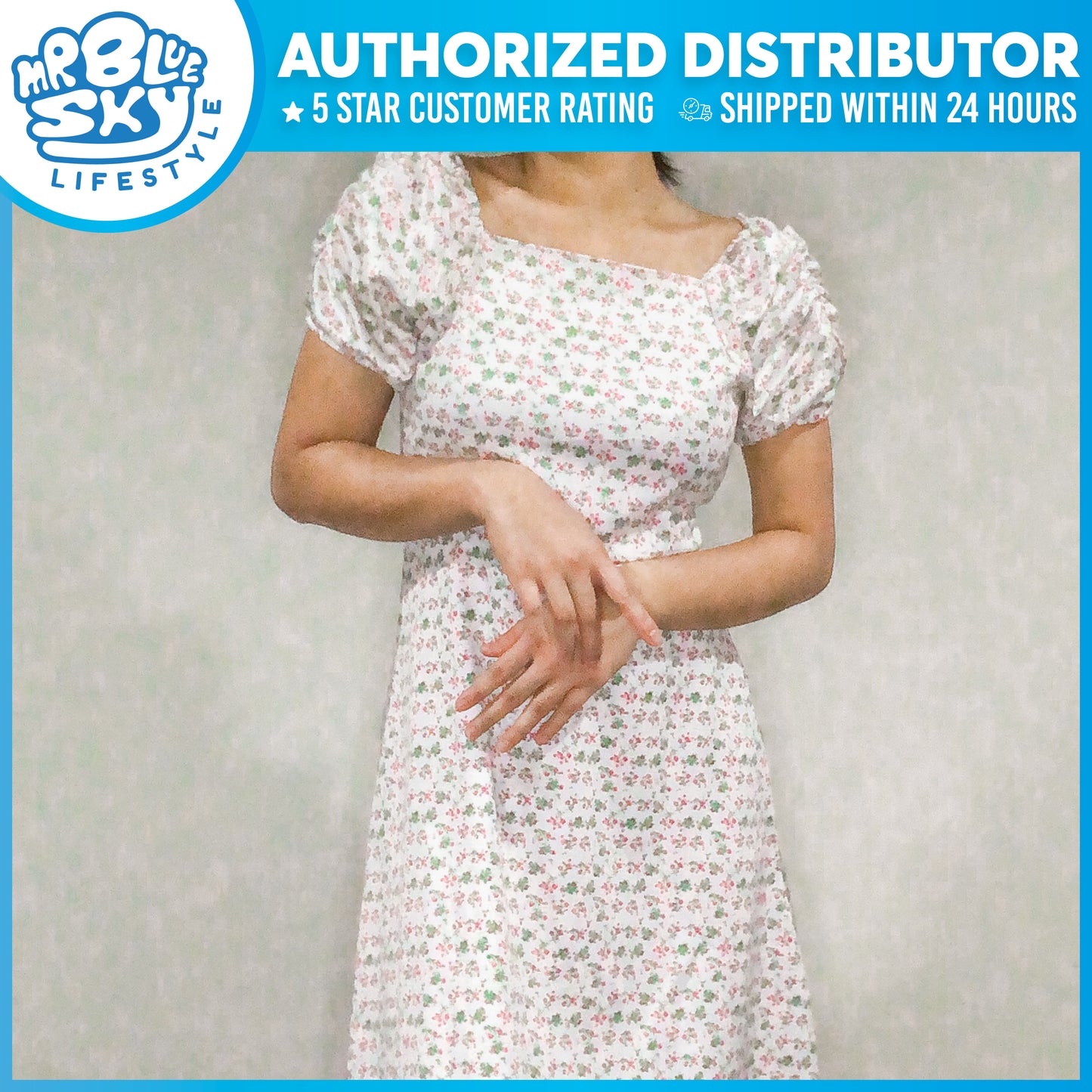 DRESS 05 Short Sleeves - Plants and Flowers Puffy Sleeve