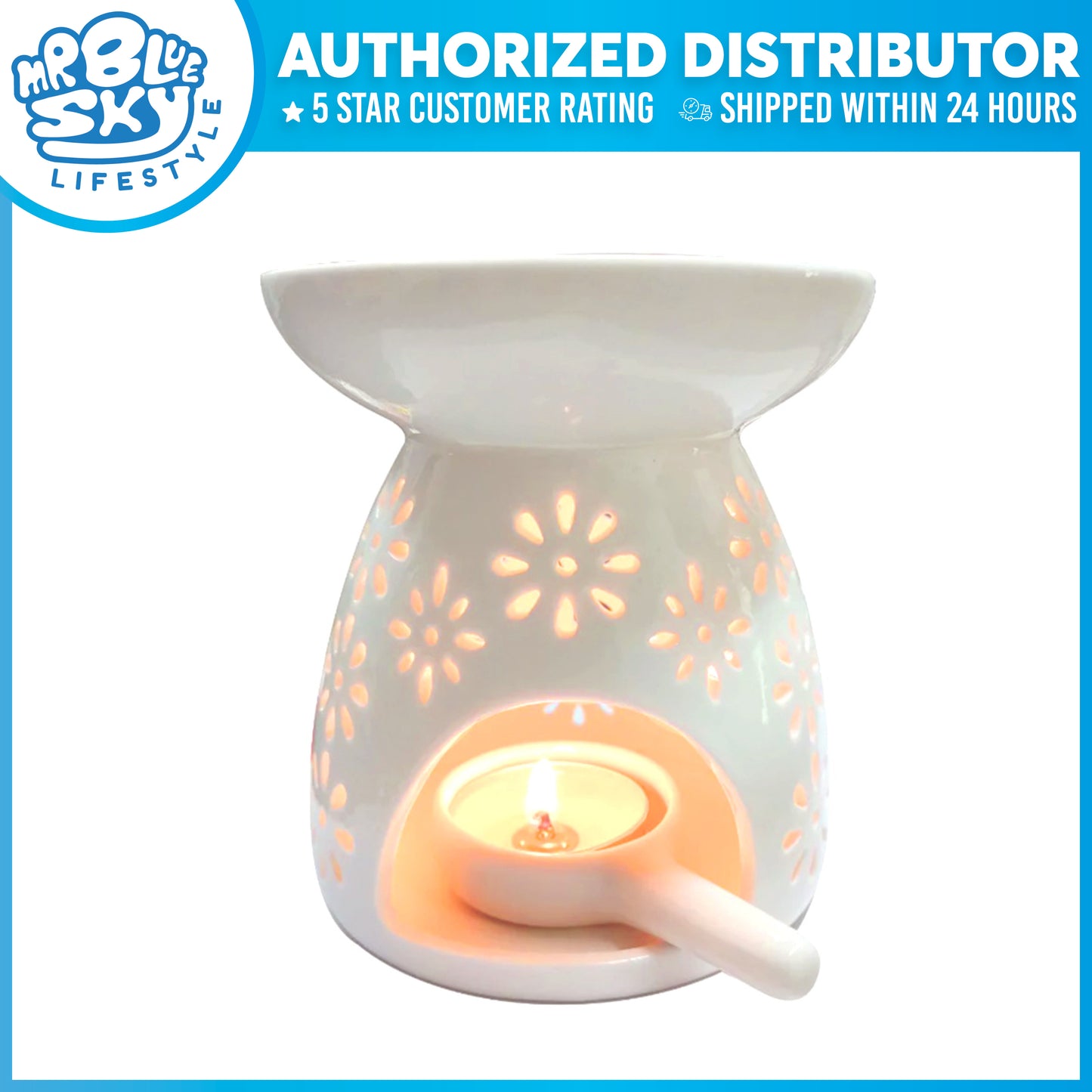 Ceramic Tealight Aromatherapy Oil Burner + Spoon/Holder + Candles (/and Aromatherapy Oil)