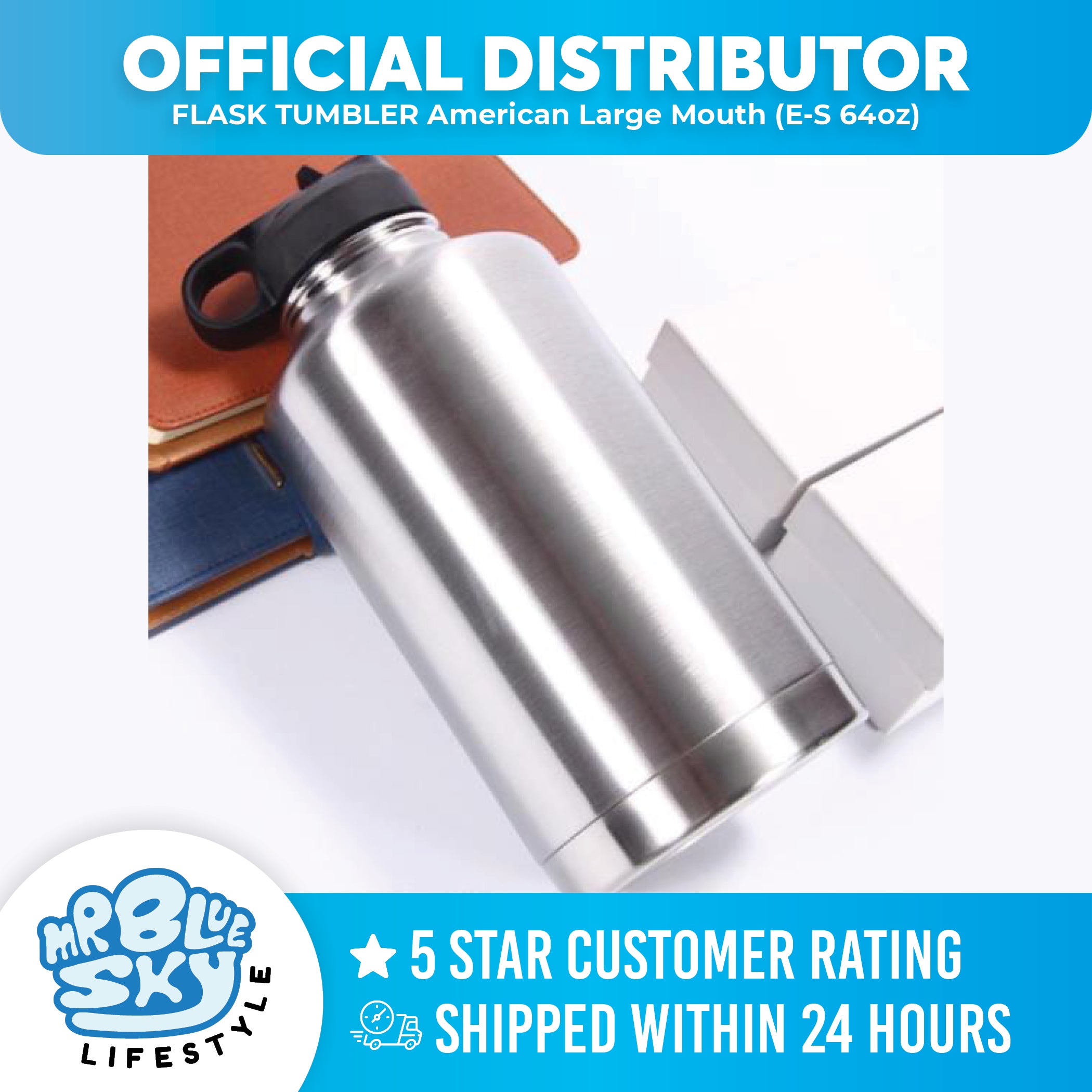 FLASK TUMBLER American Large Mouth (E-S 64oz) – Mr. Blue Sky Lifestyle