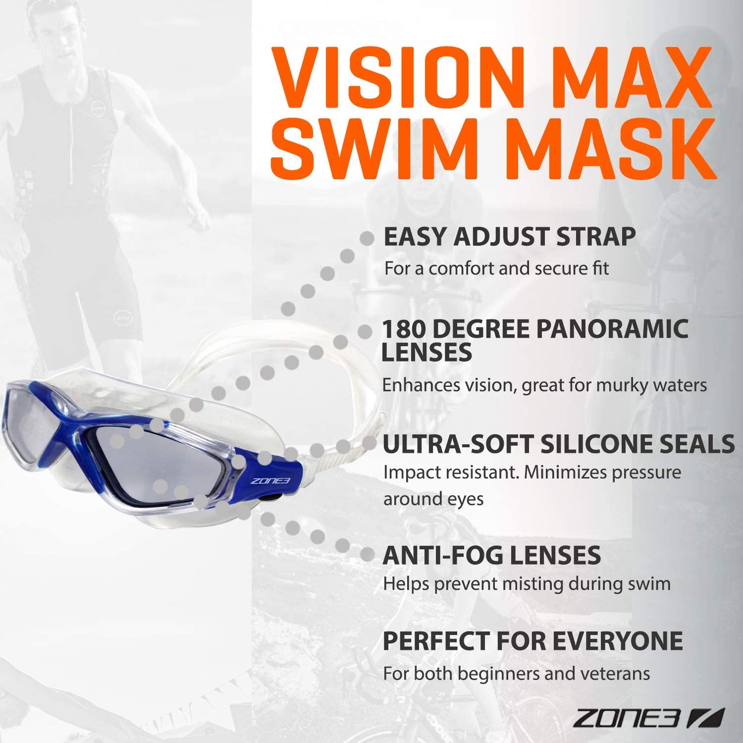 ZONE3 Vision Max Swim Mask (Blue)