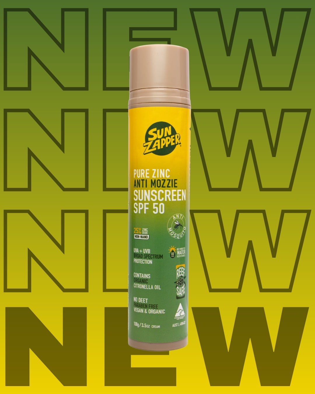 SUN ZAPPER Pure Zinc Anti Mozzie Sunscreen SPF50+