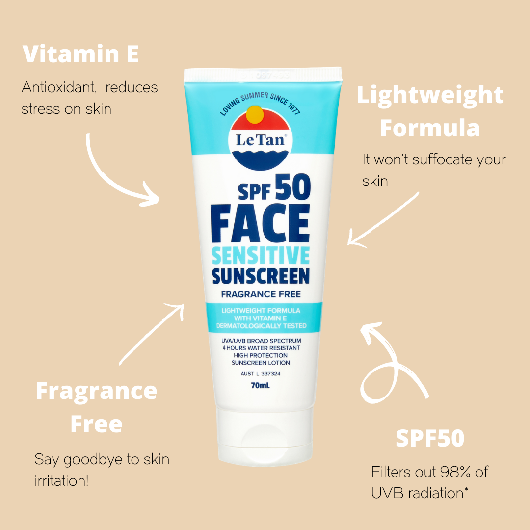 LE TAN (6279) Sunscreen Face Sensitive SPF50 (70ml)