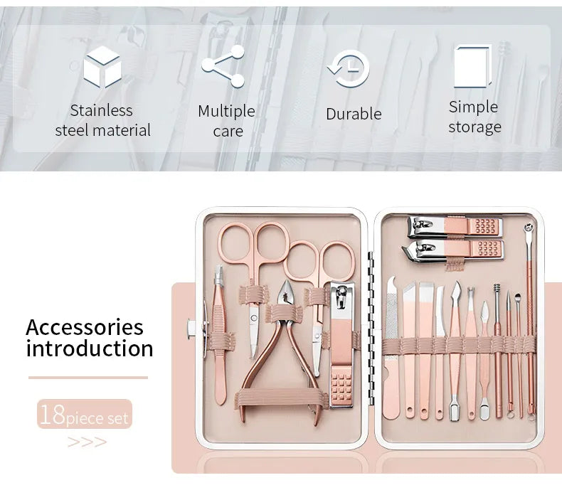 Multi-functional Stainless Nail Cleaning Set Kit