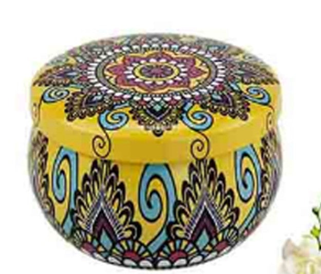 Handmade Scented Candle Smokeless - Mandala Hippie Flowers Petals Theme