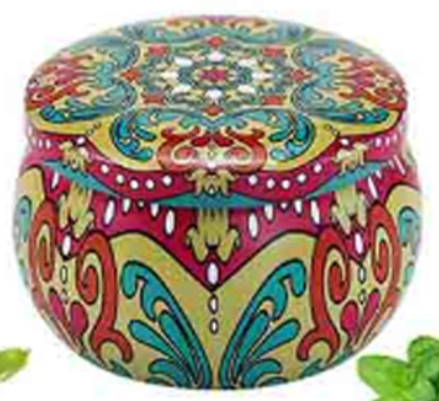 Handmade Scented Candle Smokeless - Mandala Hippie Flowers Petals Theme