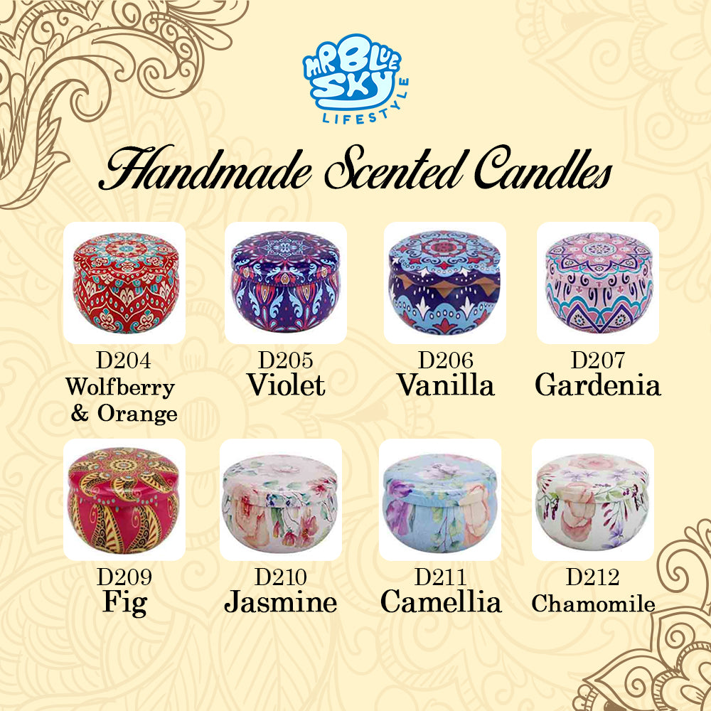 Handmade Scented Candle Smokeless - Mandala Hippie Flowers Petals Theme