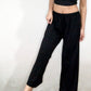 LOOSE PANTS 01 - Wide Leg Fit Waist (Plain Black)