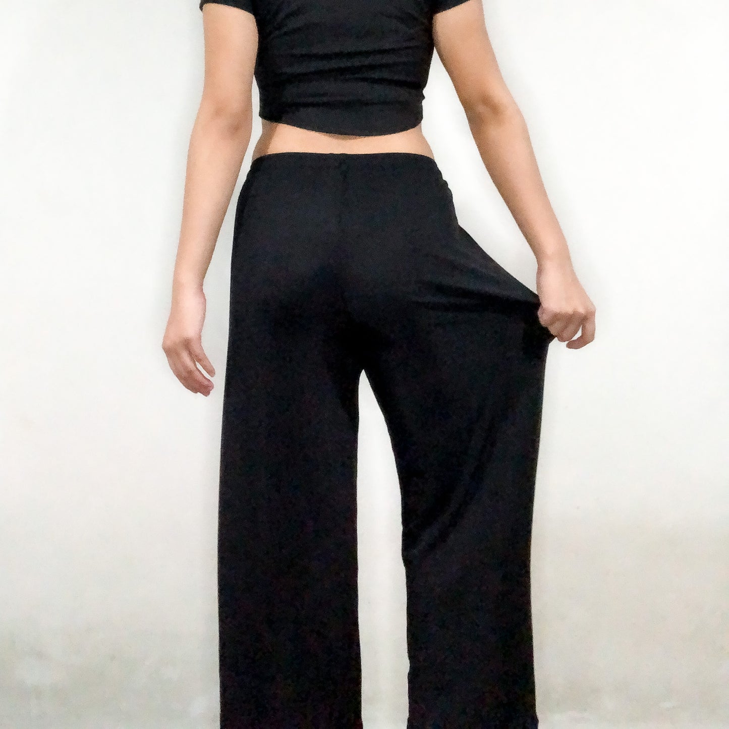 LOOSE PANTS 01 - Wide Leg Fit Waist (Plain Black)