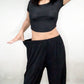 LOOSE PANTS 01 - Wide Leg Fit Waist (Plain Black)