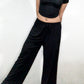 LOOSE PANTS 01 - Wide Leg Fit Waist (Plain Black)