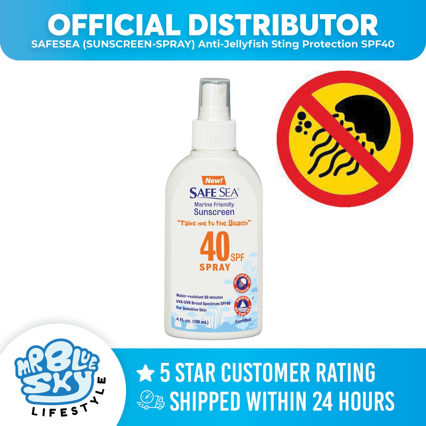 SAFESEA (SUNSCREEN-SPRAY) Anti-Jellyfish Sting Protection SPF40 (118ml)