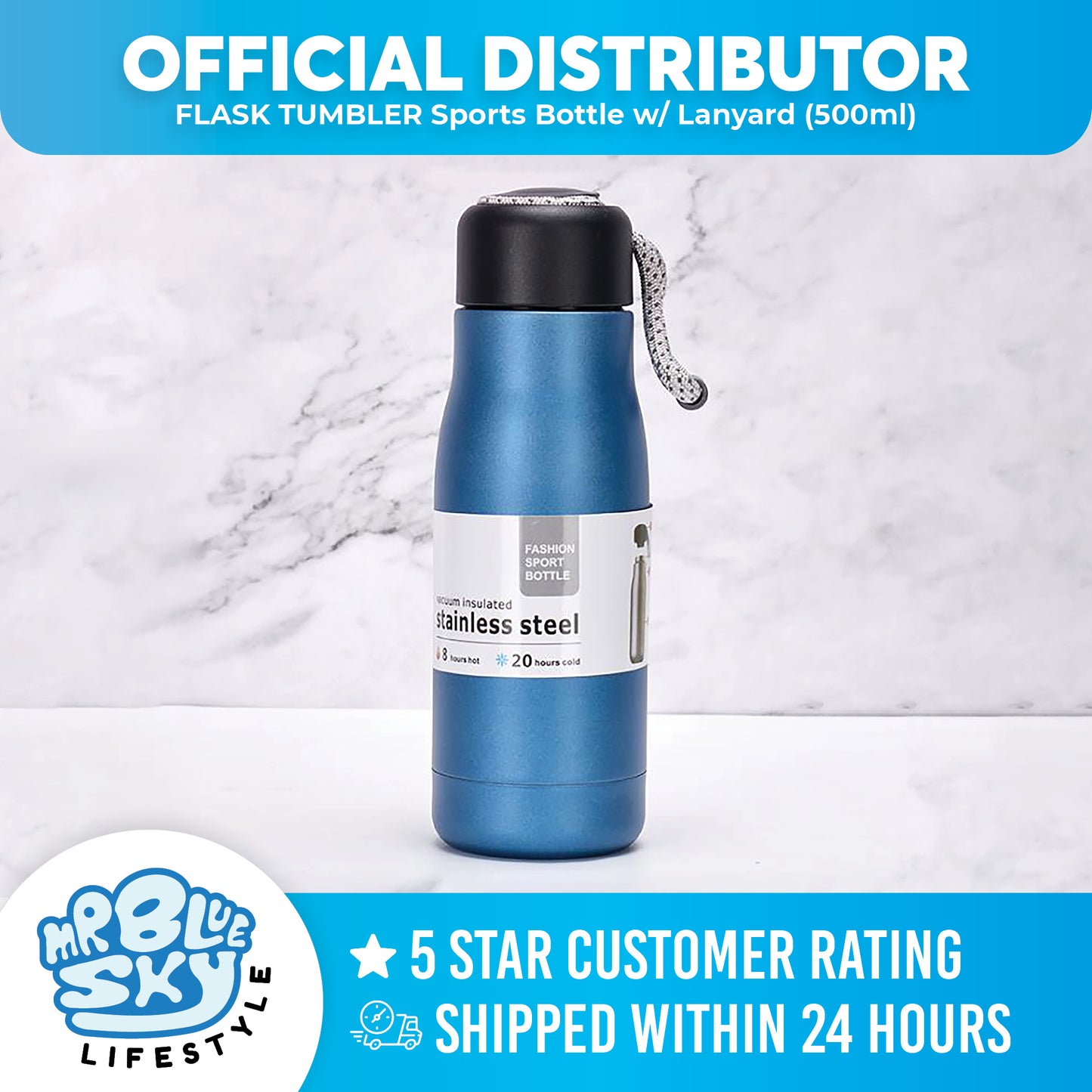 FLASK TUMBLER Sports Bottle w/ Lanyard (500ml)