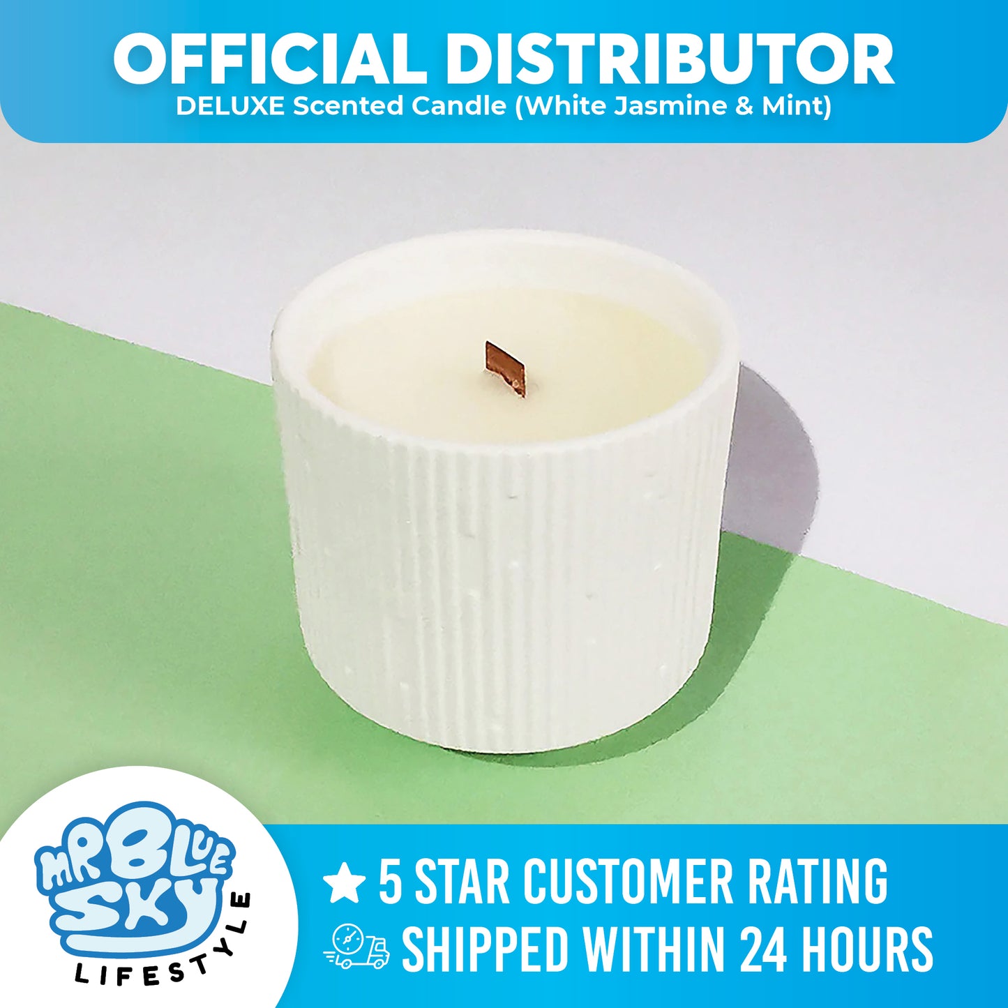 DELUXE Scented Candle (White Jasmine & Mint)