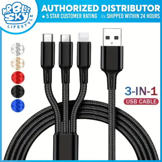 CABLE Multi Charger Cord 3 in 1 Wire - iPhone Android Type C Port