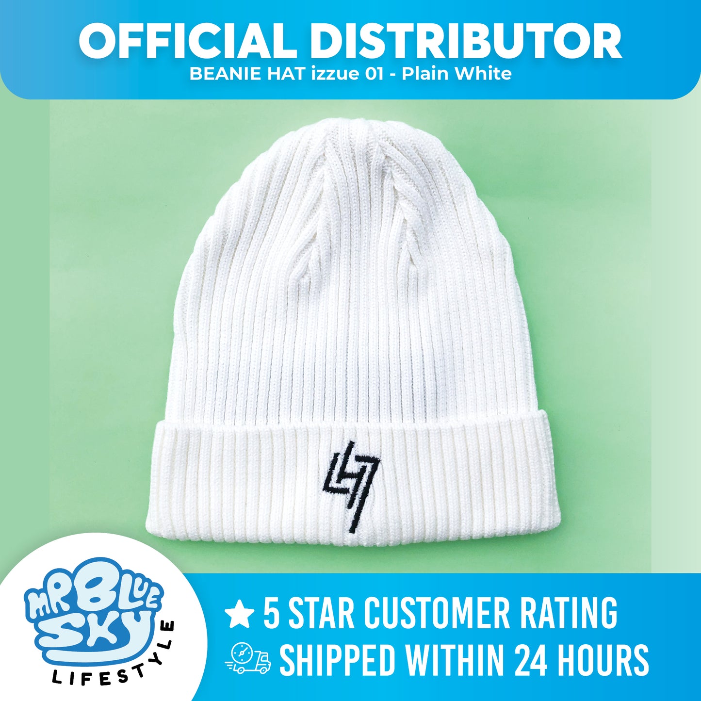 BEANIE HAT izzue 01 - Plain White