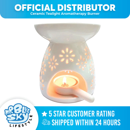 Ceramic Tealight Aromatherapy Oil Burner + Spoon/Holder + Candles (/and Aromatherapy Oil)