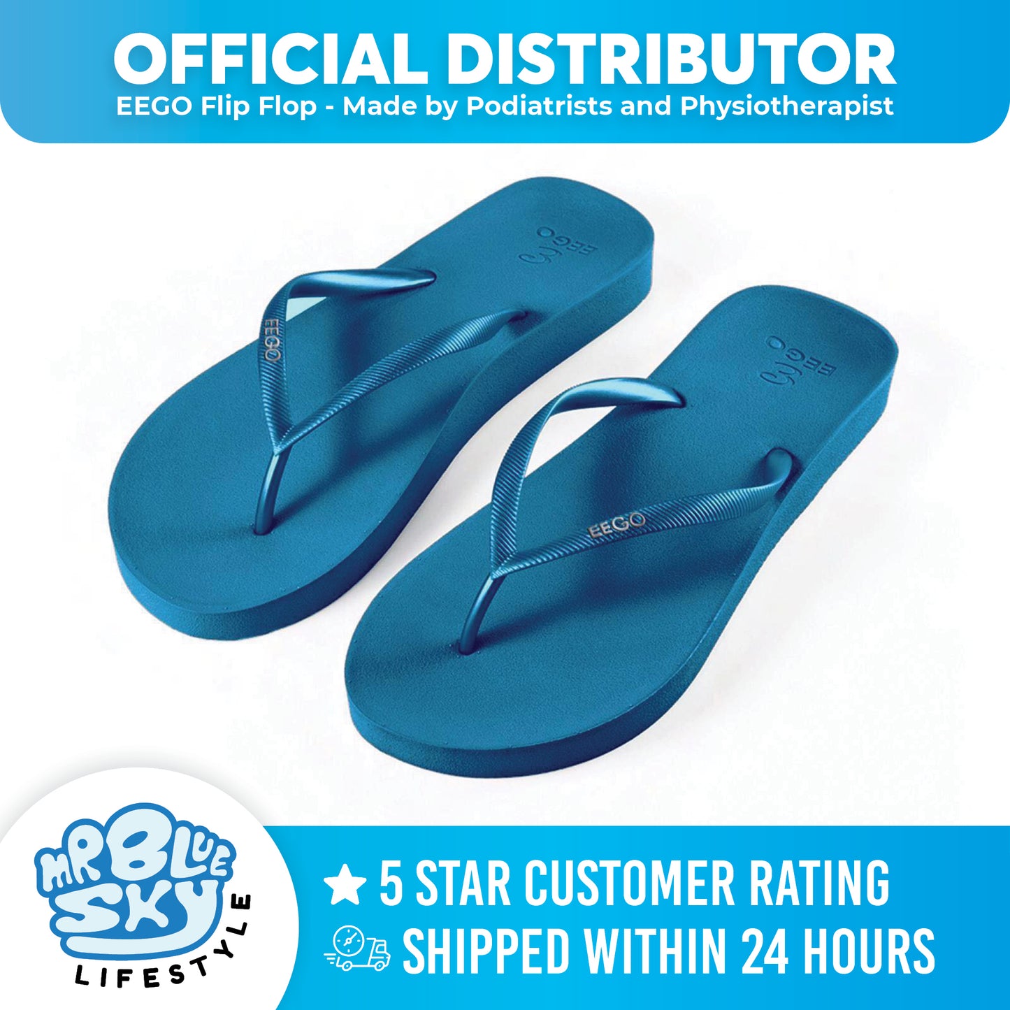 EEGO Sandals Flip-Flop - Made by Podiatrists and Physiotherapist (Teal)