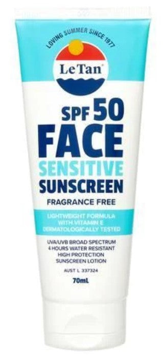 LE TAN (6279) Sunscreen Face Sensitive SPF50 (70ml)