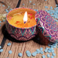 Handmade Scented Candle Smokeless - Mandala Hippie Flowers Petals Theme