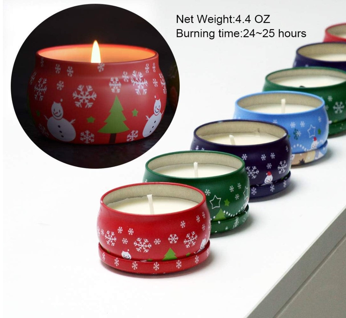 Handmade Scented Candle Smokeless - 4 PCS Christmas Holiday and Flowers Petals Floral Theme