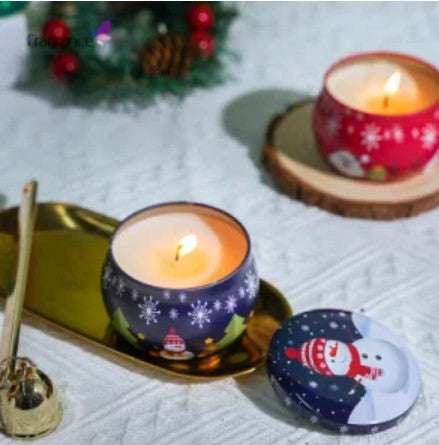 Handmade Scented Candle Smokeless - 4 PCS Christmas Holiday and Flowers Petals Floral Theme