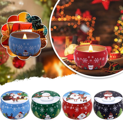 Handmade Scented Candle Smokeless - 4 PCS Christmas Holiday and Flowers Petals Floral Theme