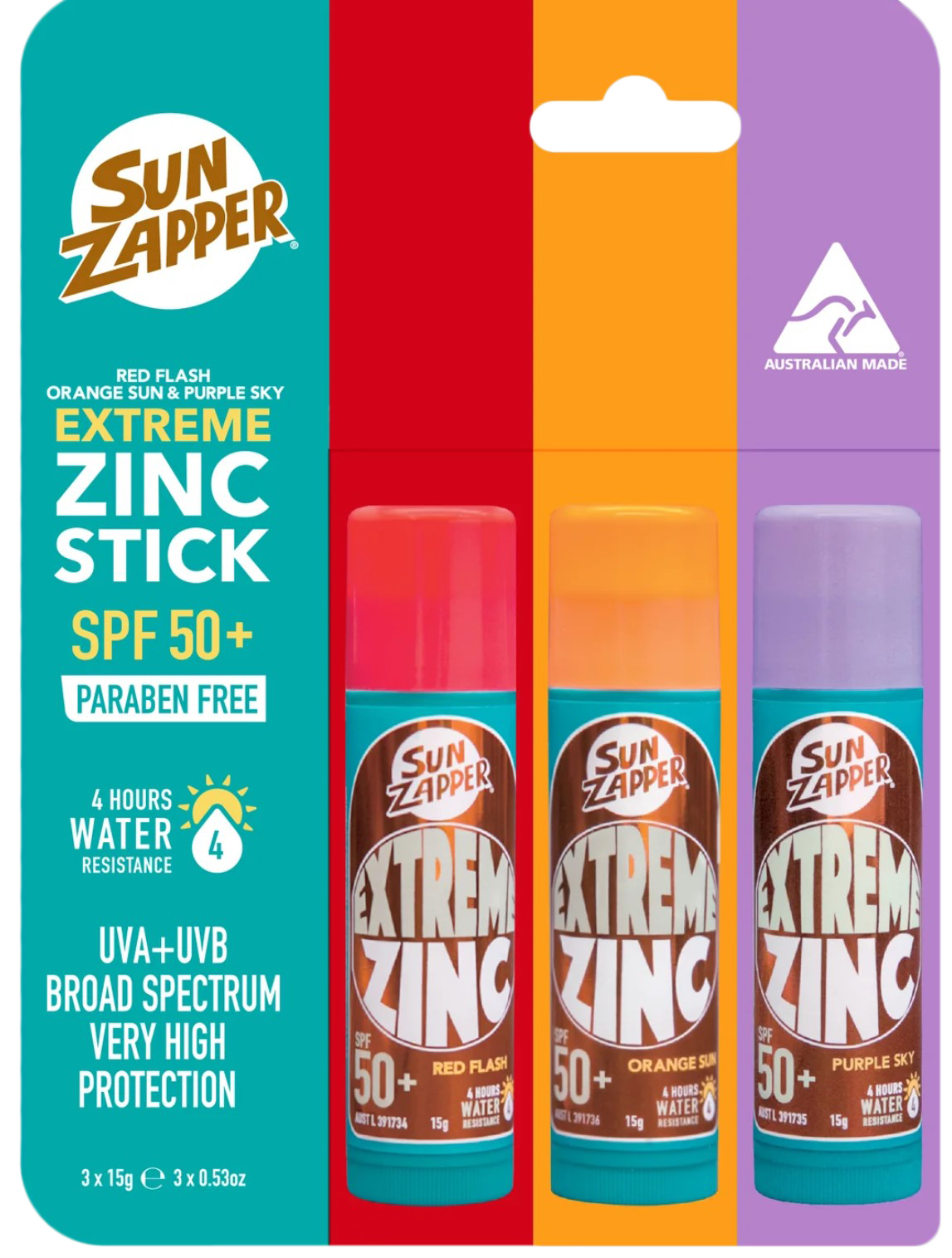 SUN ZAPPER Sunscreen Zinc Sticks SPF50+ (Big Value Pack)