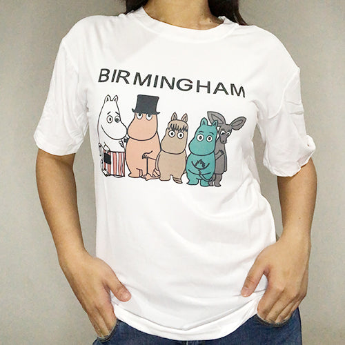 T-SHIRT Stretchable - "Birmingham" Cute Animals Print (White)