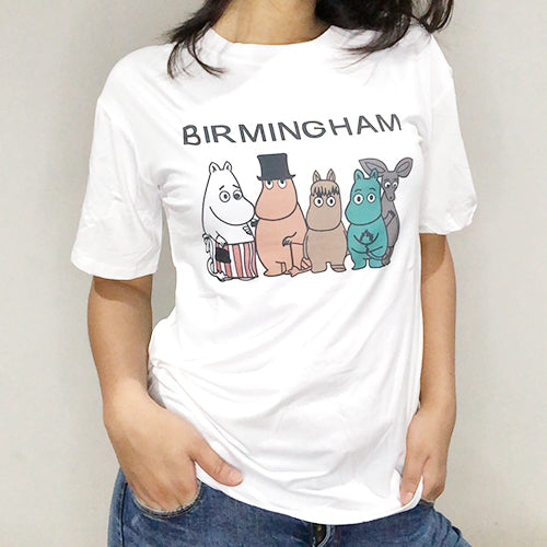 T-SHIRT Stretchable - "Birmingham" Cute Animals Print (White)