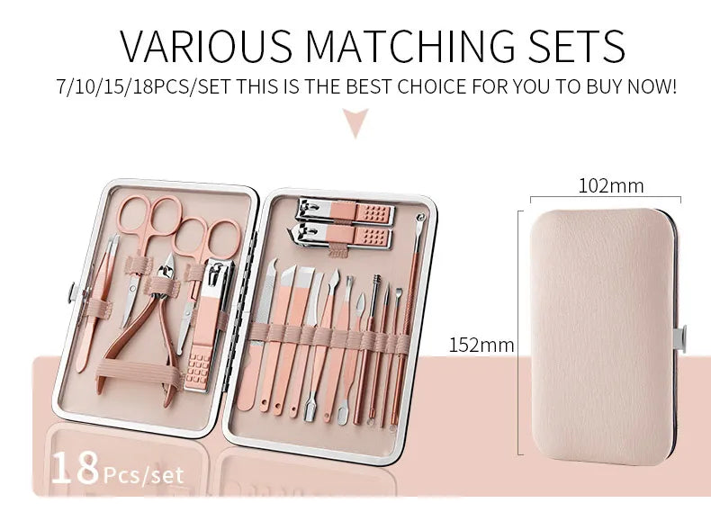 Multi-functional Stainless Nail Cleaning Set Kit