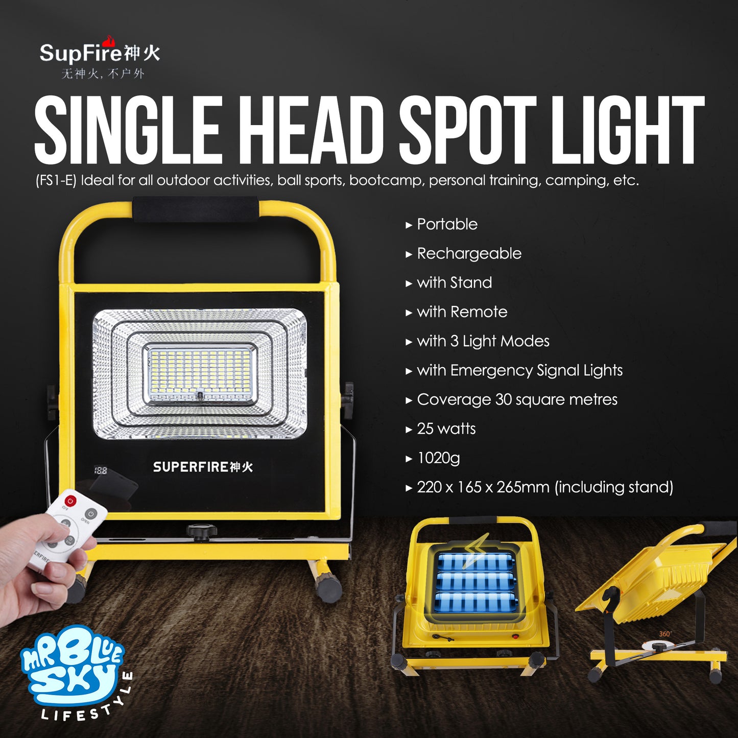 SUPFIRE Spot Light Lamp (Emergency/Camping/Night Light/Night Activities)